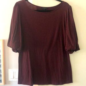 Ann Taylor deep red medium top with cute sleeves in great condition!
